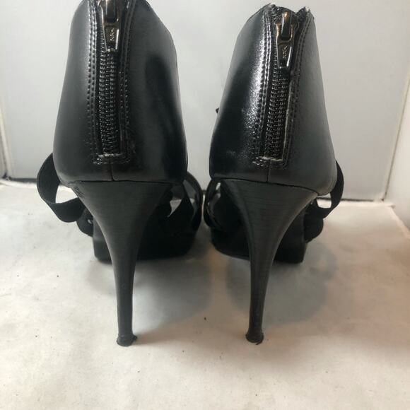 Carlos by Carlos Santana Black Leather Entice Bandage Caged Heels Size 9 - Picture 3 of 11